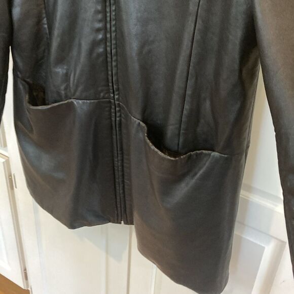 LNR Black Leather Zip Up Thermal Jacket Large - Picture 5 of 12